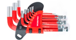 JUEGO 9 LLAVES HEXAGONALES M?TRICA CORTA CR-V PUNTA RED